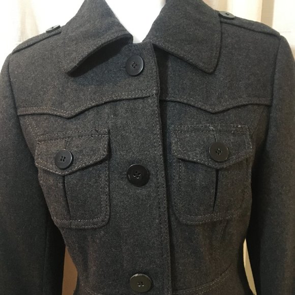 Kenneth Cole Wool Jacket/Coat Military Style GRAY - Picture 2 of 11